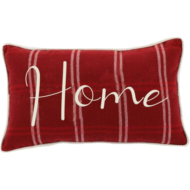 Plaid Home Decorative Pillow - Red, 12" X 20"