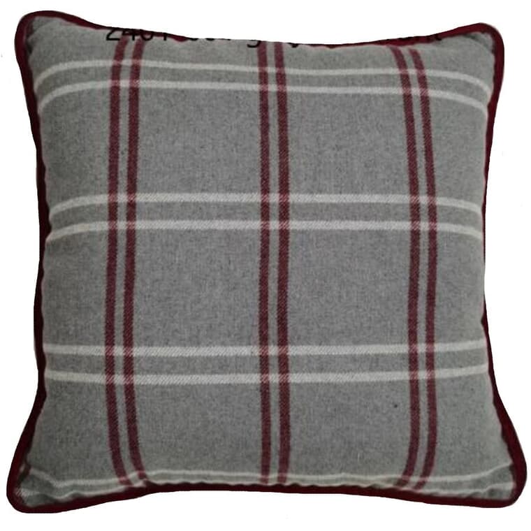 Plaid Decorative Pillow - Grey, 17.72" x 17.72"