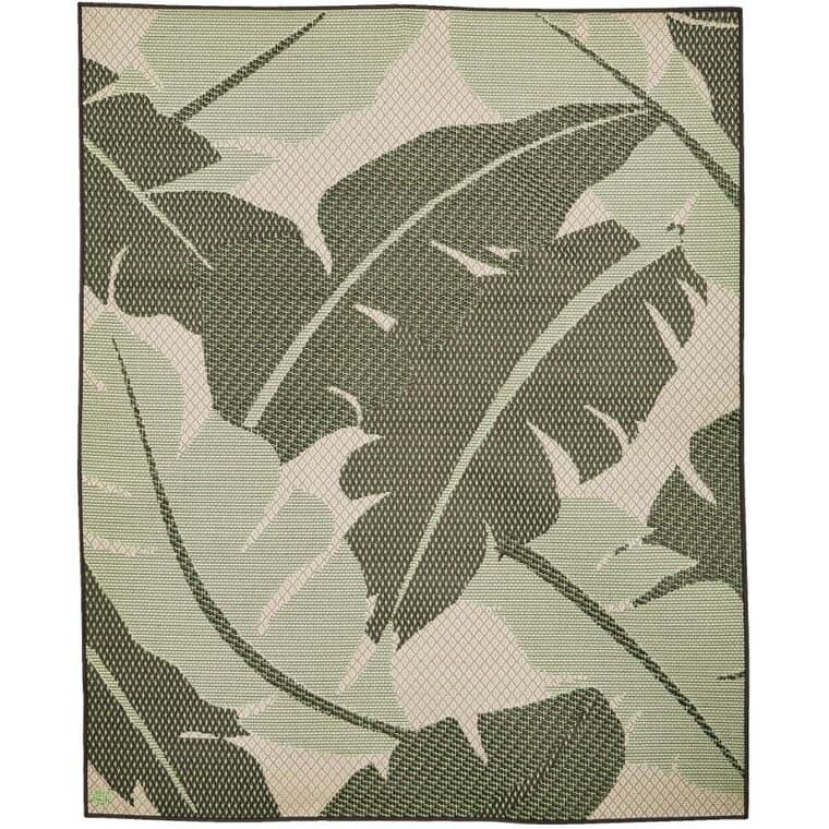 94" x 79" Flatweave Patio Rug - Green Leaf