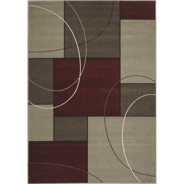 Carpette Casa à carreaux gris et rouges, 6 x 8 pi