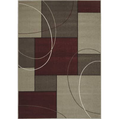 Casa Red And Grey Squares Area Rug, Cottage Area Rugs Canada