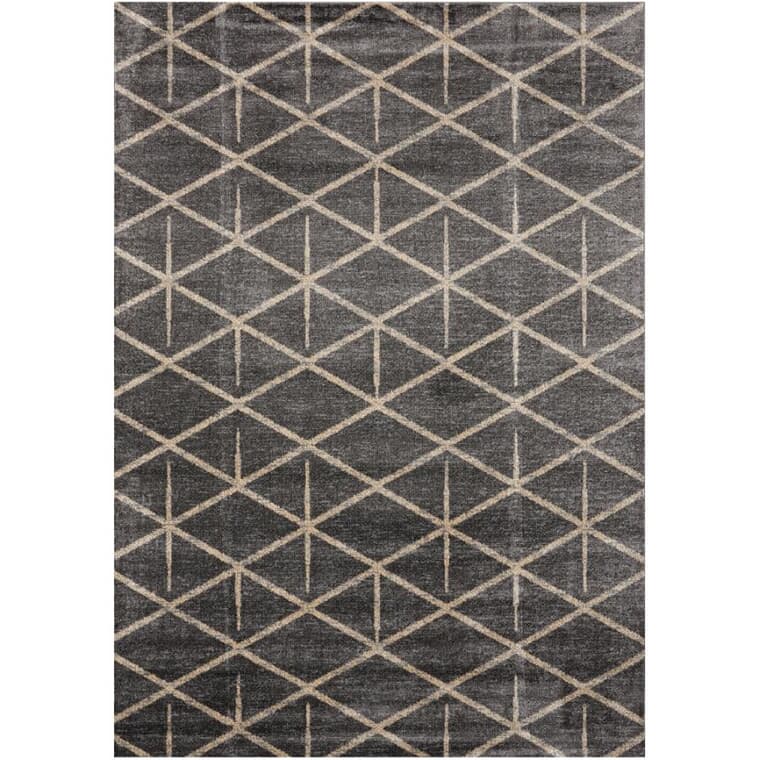 Carpette Delta, gris foncé avec motifs crème, 6 x 8 pi