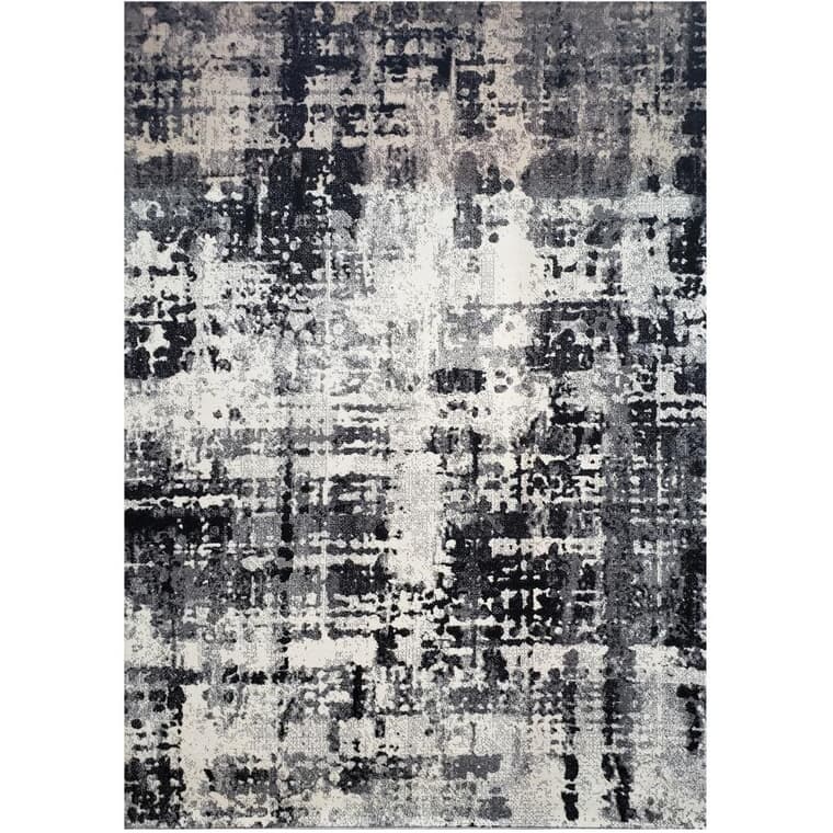 Carpette Century, motifs gris pâle, gris foncé et noir, 6 x 8 pi