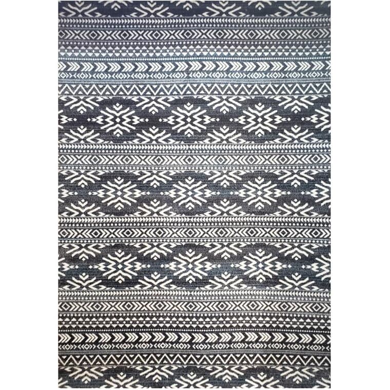 Carpette Dawn, motif gris foncé et blanc, 6 x 8 pi