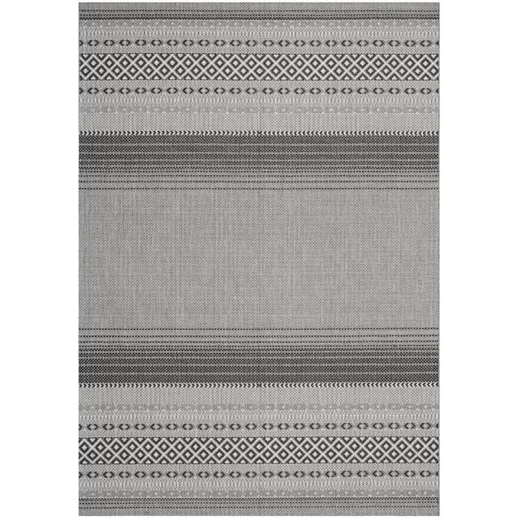 6' x 8' Jasper Area Rug - Light Grey to Dark Grey Stripes + Diamond Pattern