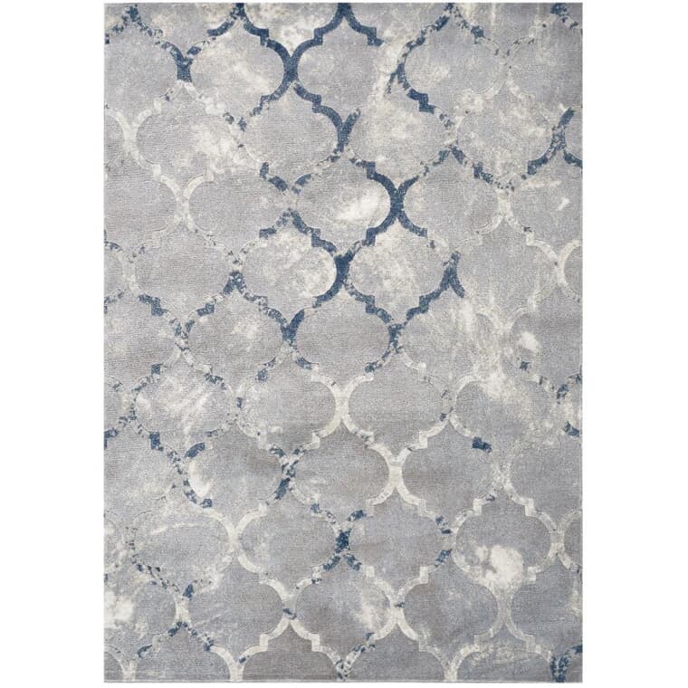 Carpette gris Alaska et doucine bleu réfléchissant, 8 pi x 11 pi