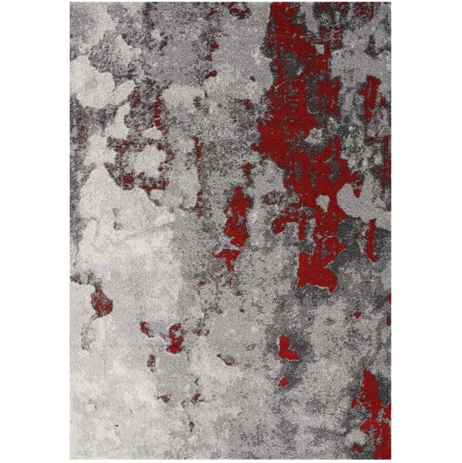 KALORA INTERIORS:6' x 8' Freemont Grey and Red Abstract Expression Area Rug