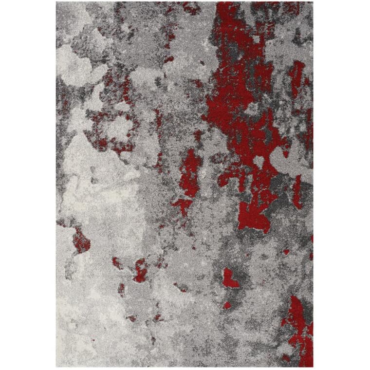 8' x 11' Freemont Grey and Red Abstract Expression Area Rug