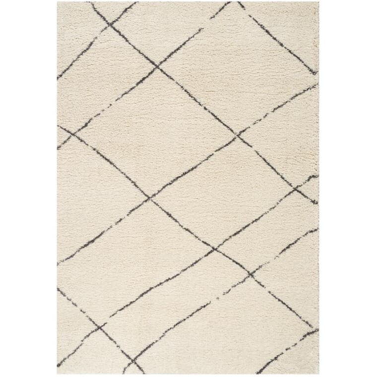 Carpette avec bandes inégales, Maroq, crème et gris, 8 pi x 11 pi