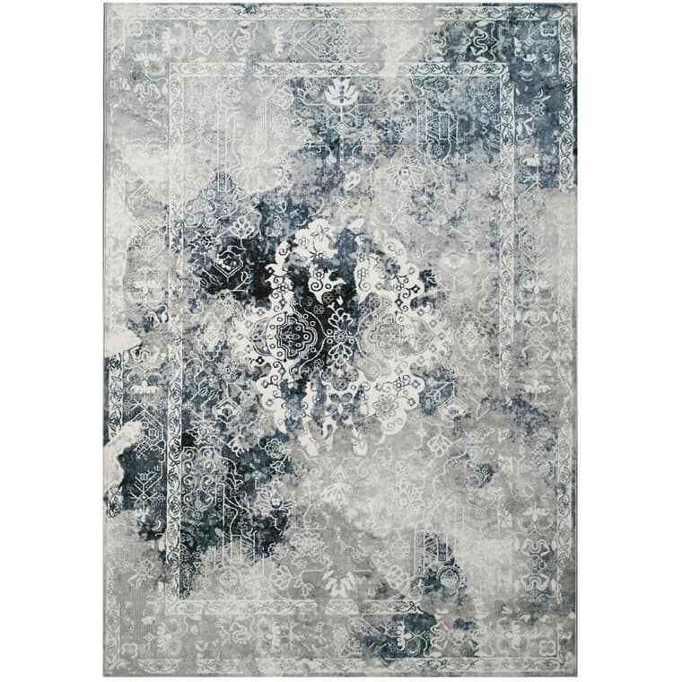 Carpette Sidra bleu et gris à motif chic, 8 pi x 11 pi