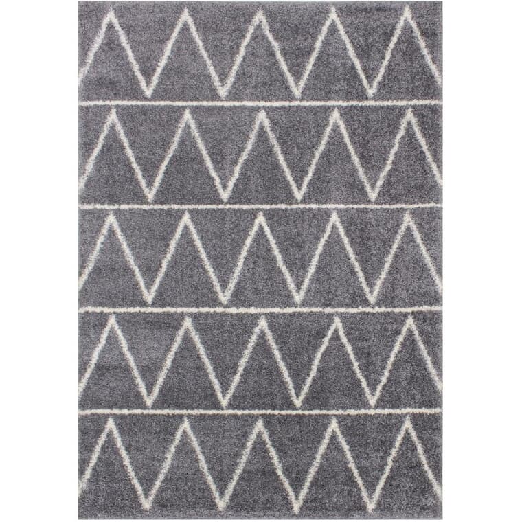 Carpette Fergus, motifs gris et zigzag blanc, 6 x 8 pi