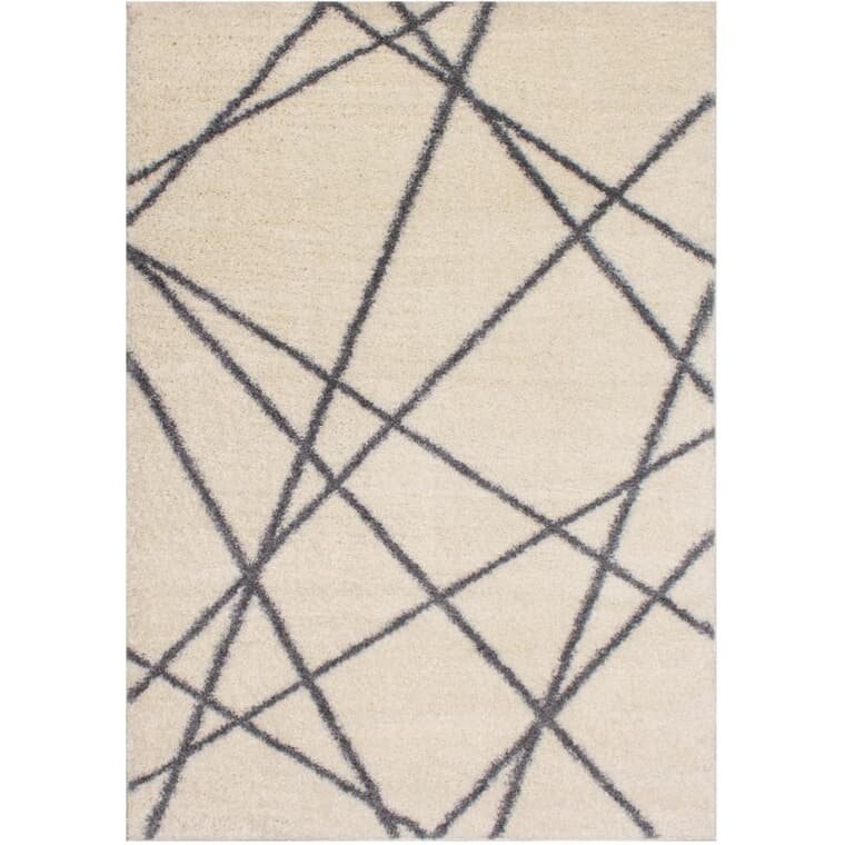 Carpette Fergus blanche avec lignes grises, 6 x 8 pi