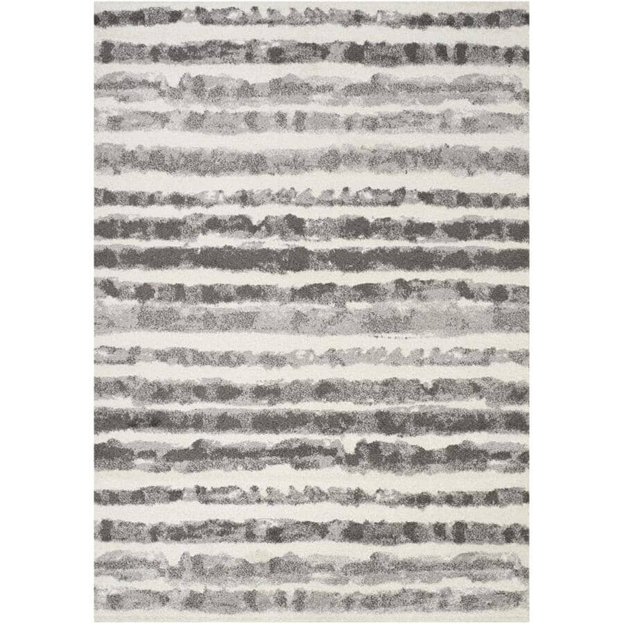 KALORA INTERIORS:6' x 8' Focus Area Rug -White with Grey Stripes