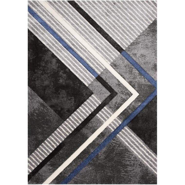 Carpette Soho, motifs noir, gris et bleu, 6 x 8 pi