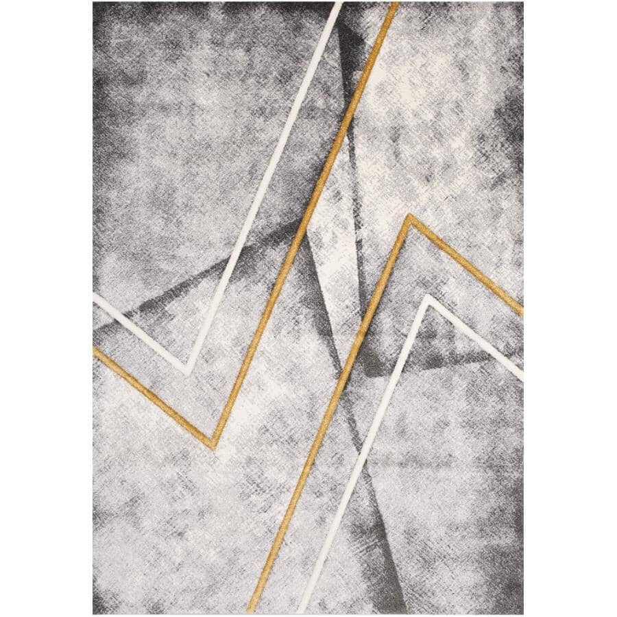 KALORA INTERIORS:8' x 11' Soho Area Rug - Grey with White & Yellow Lines