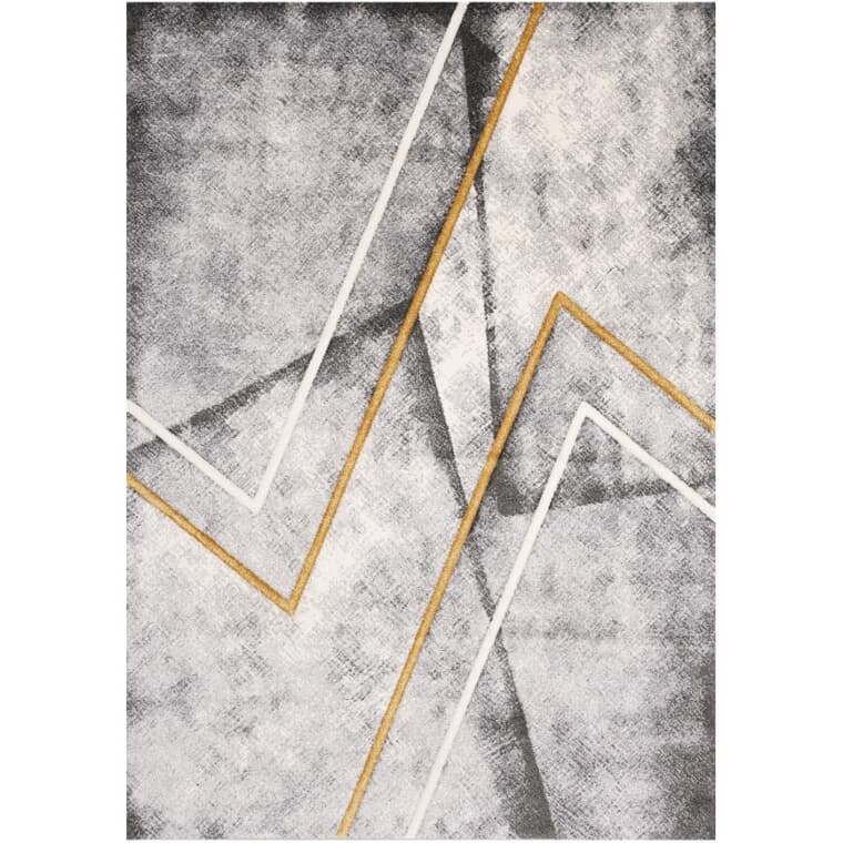 Carpette Soho, gris avec lignes blanches et jaunes, 8 x 11 pi