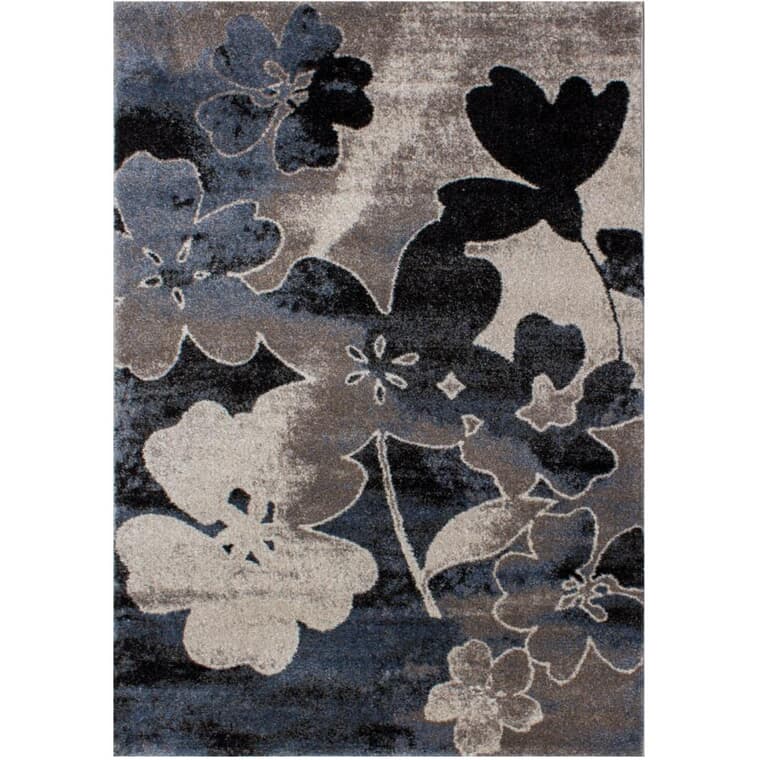 Carpette Breeze, motifs bleu, crème et noir, 8 x 11 pi