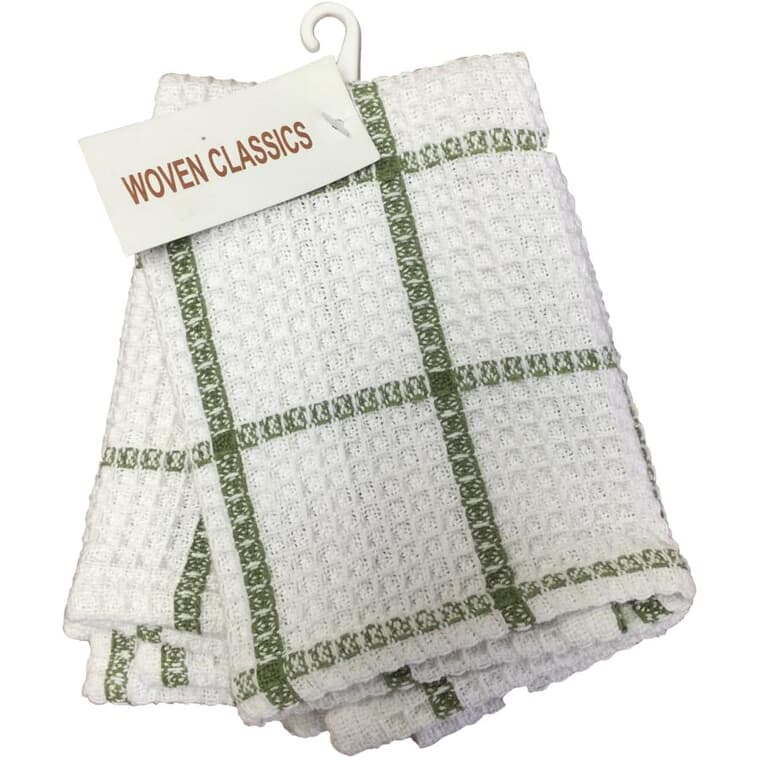 Waffle Dish Cloth - Moss & White, 14" x 14", 2 Pack