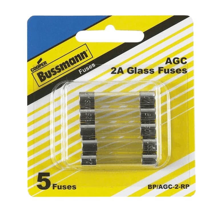 Fast Acting AGC 2 Amp Glass Fuses - 5 Pack