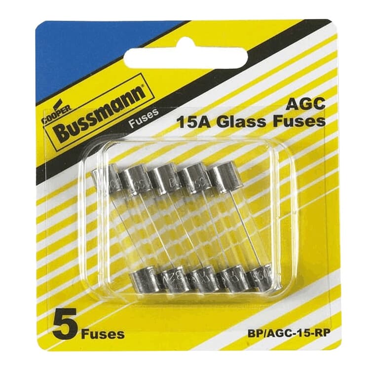 Fact Acting AGC 15 Amp Glass Fuses - 5 Pack