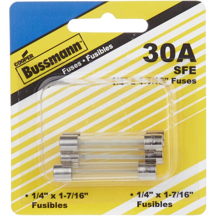Fast Acting SFE 30 Amp Glass Fuses - 5 Pack