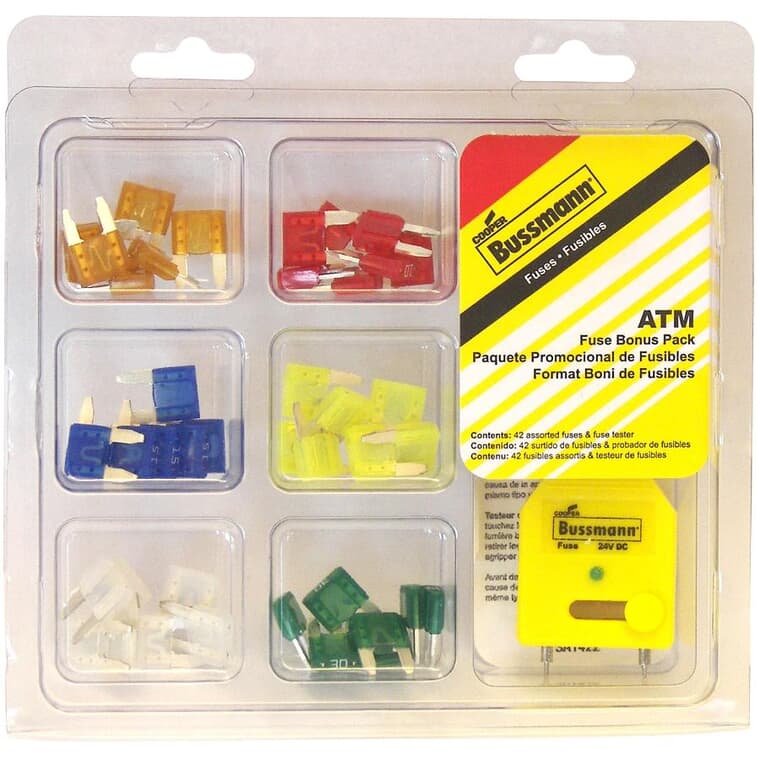 43 Piece Assorted ATM Fuse Kit - with Puller/Tester