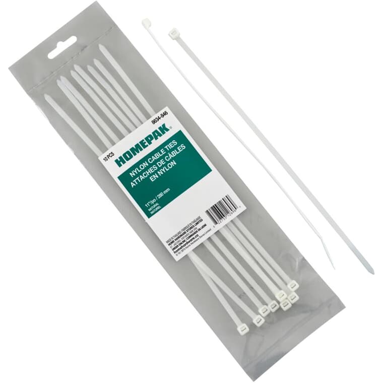 10 Pack 11" Natural Cable Ties