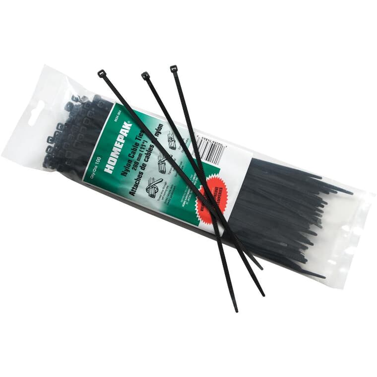 100 Pack 11" Cable Ties with UV Protection