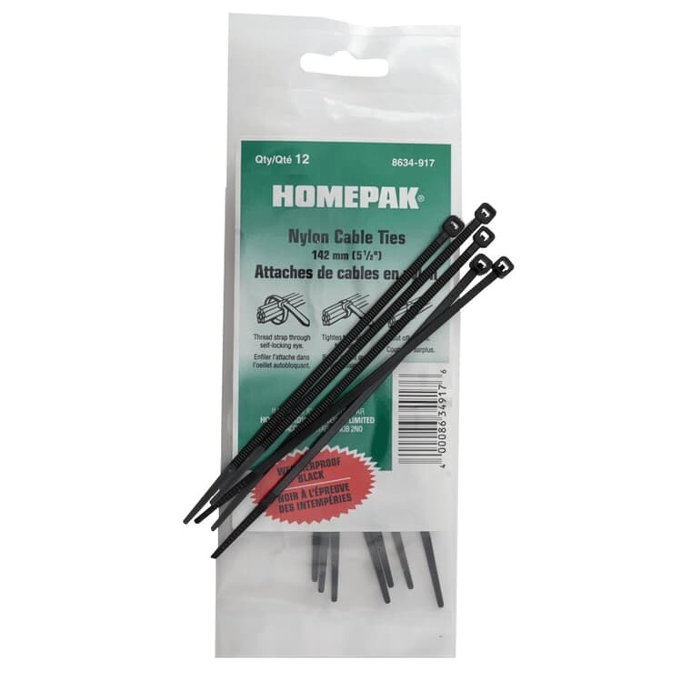 12 Pack 5-1/2" Cable Ties with UV Protection