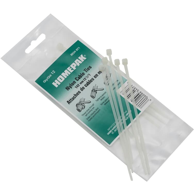 12 Pack 5-1/2" Natural Cable Ties