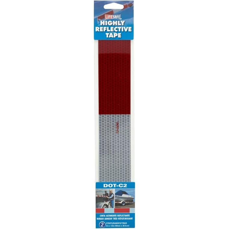 Red & Silver Reflective Tape - 2" x 12", 2 Pack