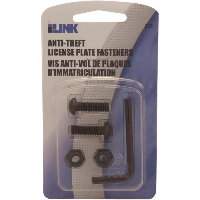 Anti-Theft License Plate Fasteners - with Wrench + Two Nuts