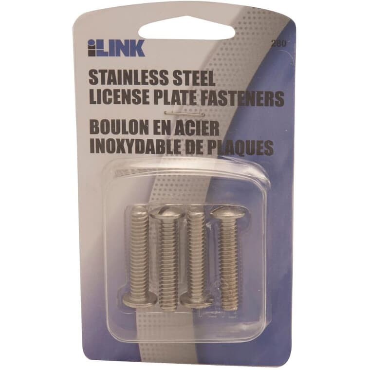 Stainless Steel License Plate Fasteners - 4 pack