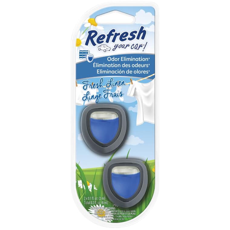 Odour Eliminator Car Vent Clip Air Fresheners - Fresh Linen, 2 Pack