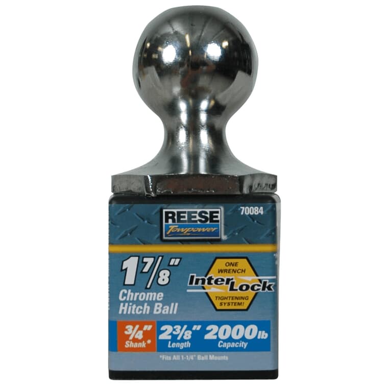 Interlock Towing Hitch Ball - Chrome, 1-7/8"