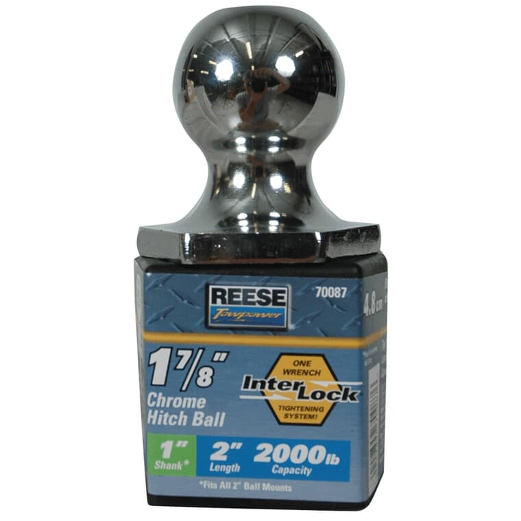 Interlock Towing Hitch Ball - Chrome, 1-7/8"