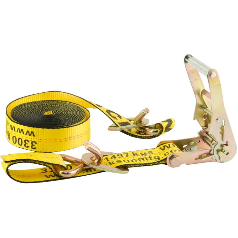 10,000 lb Heavy Duty Ratchet Strap - with Floating D-Ring, 2" x 20'